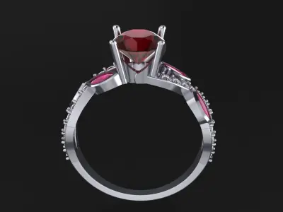 Edwardian style ring with round gem 8mm for CNC or  3D print model