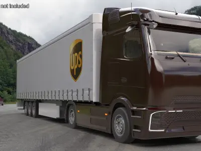  Electric Truck with UPS Trailer Rigged for Maya 