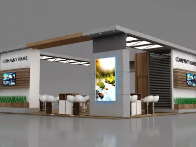 Booth Exhibition Stand Stall 10x10m Height 400 cm 4 Side Open 3D model