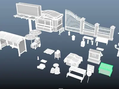 Amusement Park Environment Low-poly 3D model