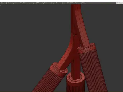 Cylinder Branches Chandelier Gold 15 Low-poly 3D model