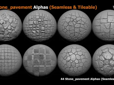 44 Stone pavement Alphas Seamless  Tileable 3D model