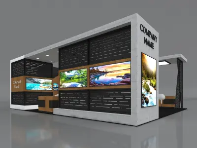 3D Booth Exhibition Stand Stall 8x10m Height 350 cm 3 Side Open 3D model