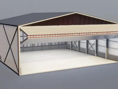 Airplane Hangar 3D Model Low-poly 3D model