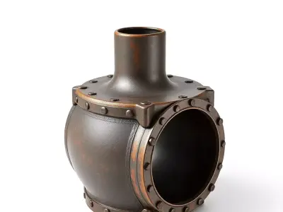Industrial Rusty Pipe Junction Connector Low-poly 3D model
