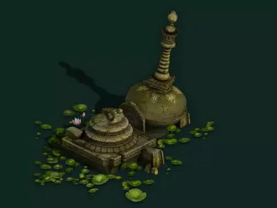 Kashayana Buddhist Forest Broken Water Pagoda 3 3D model