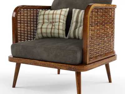 Wooden Rattan Furniture Collection modul2 3D Model Pack