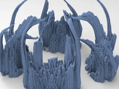 Druid staff Stones 4 versions  3D model