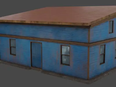 House boards blue Low-poly 3D model