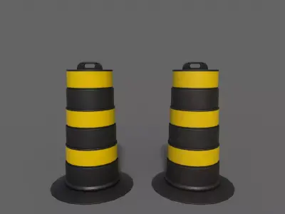 PBR Traffic Drum Barrel BlackYellow Low-poly 3D model