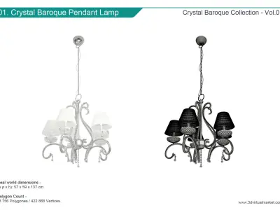 Baroque Crystal Lamps Collection 3D model