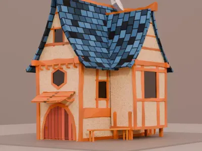 stylized low-poly house 3D model Low-poly 3D model