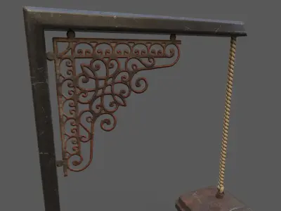 Old metal street lamp 3D model