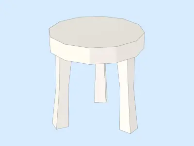 Hand Painted Wooden Stool Free low-poly 3D model