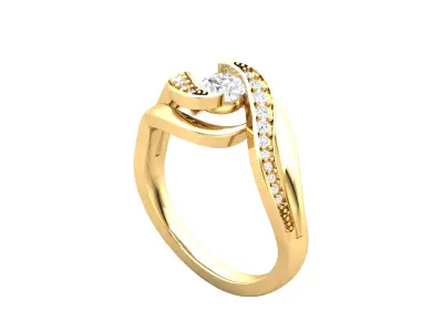 Elegant Fusion Wear Solitaire Ring 3D print model purchase