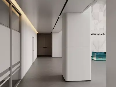 Modern Office Lobby Interior with Glass Reception Desk 3D model