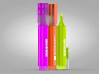 Highlighter Markers Free low-poly 3D model