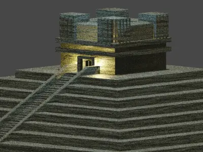 Pyramid with stairs leading up to it Low-poly 3D model