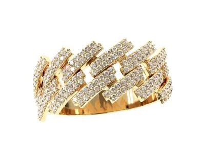 Diamond cuban link half band ring-2 3D print model