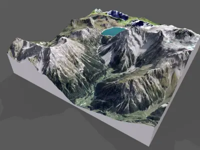 Mountain landscape and Lake Lunersee Eastern Alps  Austria 3D model