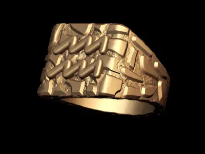 Aquarius Horoscope Zodiac Nugget Ring  3D print model