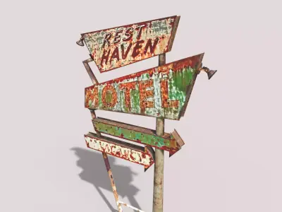 Worn Motel Sign 3D model