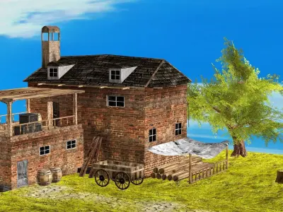 Fantasy Medieval Exclusive Village House 3D Model Low-poly 3D model