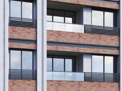 Apartment building with balconies 3D model