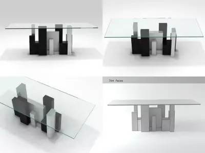 City glass dining table with squares 3D model
