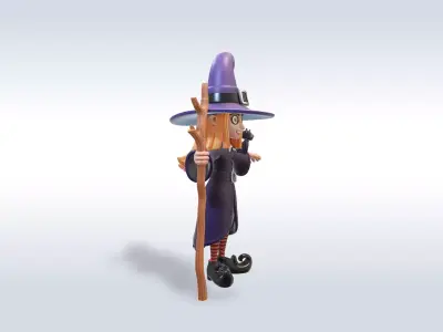 Adorable Witch and Cat Character halloween model  3D model