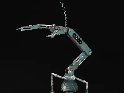 3D model of scifi robot arm with light and monitor Low-poly 3D model