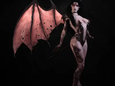 Succubus female demon with wings Low-poly 3D model