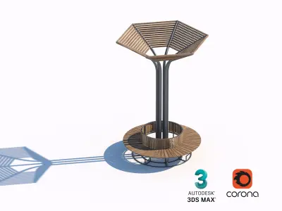 Urban Outdoor Furniture and Shelter Set 3D model