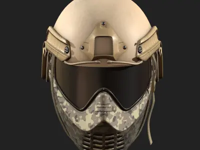 Helmet mask scifi military combat soldier armor  Low-poly 3D model