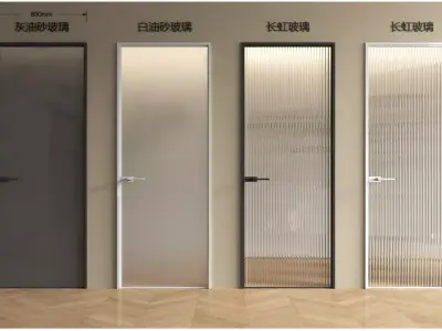 Wooden-door Single-door Bedroom-door Glass-door Bathroom-door 3D model