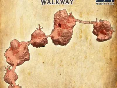 Modular Mountain Walkway 28 mm Tabletop Terrain 3D print model
