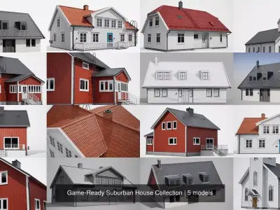 Game-Ready Suburban House Collection 3D Model Pack