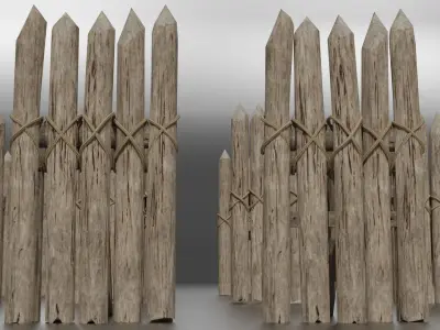 Wooden Palisade Pack JFG V2  Low-poly 3D model