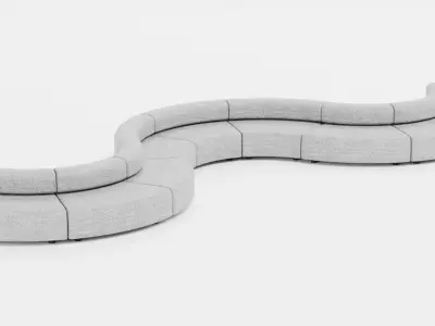 Modular Curved Sofa V3 Low-poly 3D model