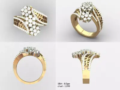 Diamond Ring For Women 3d Print Model 3D print model 7