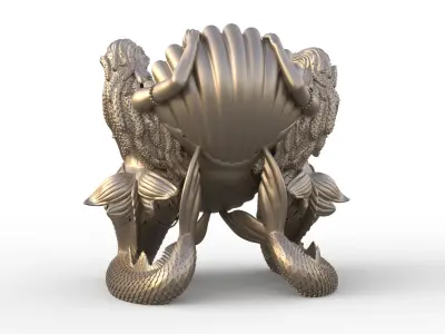 Mermaid  flower pot 3D model