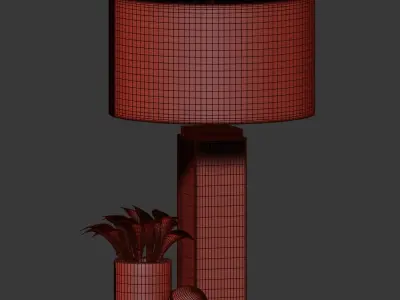 Square Column Marble Table lamp  3D model