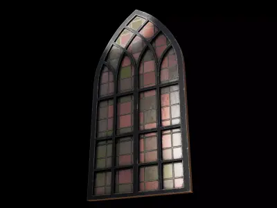 Stained Glass Gothic Window  Low-poly 3D model