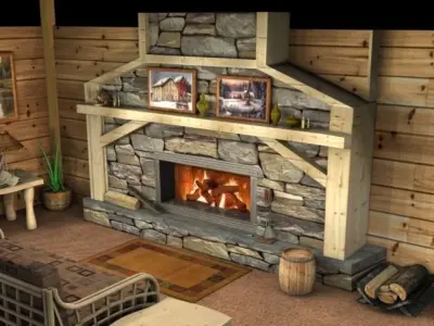 fireplace layout 3D model