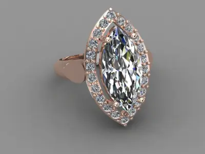 Rose Gold Women Diamond Ring 3D print model 3D print model 50