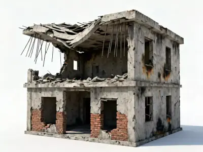 Realistic War-Torn Urban Ruins Collection 3D Model Pack