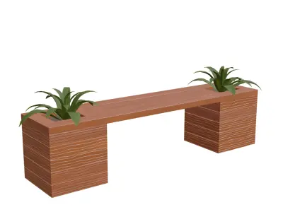 Outdoor Wooden Bench 9 Low-poly 3D model