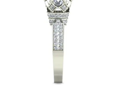 Light Weight White Gold Diamond Ring  -VJR26 3D print model
