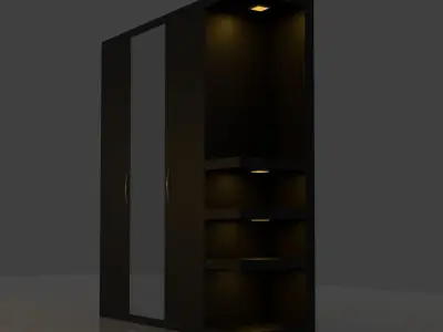 Wardrobe cabinet with shelves and lights Free 3D model