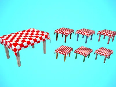 TABLE 01 TABLECLOTH FURNITURE CARTOON STYLIZED  Low-poly 3D model